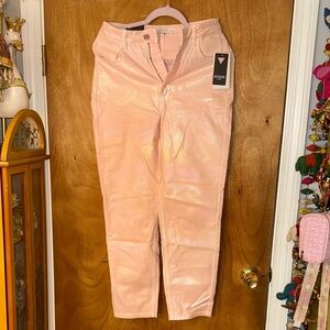 GUESS High-Rise Shimmer Pink Skinny Jeans